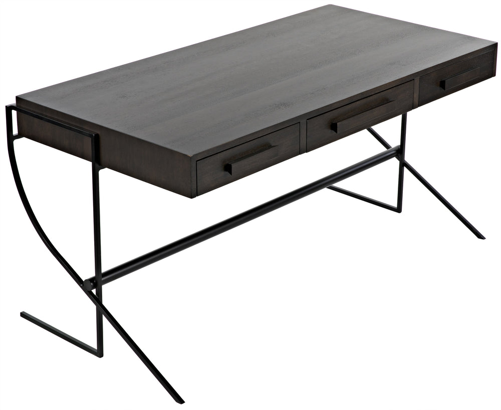 Frank Ebony Walnut Desk with Matte Black Steel Base