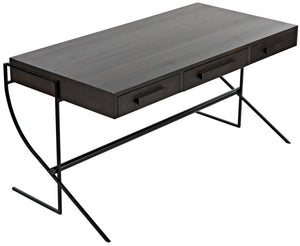 Frank Ebony Walnut Desk with Matte Black Steel Base