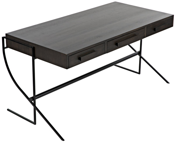 Frank Ebony Walnut Desk with Matte Black Steel Base