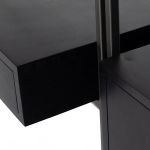 Trey Modular Wall Desk W/ 1 Bookcase - Black Wash Poplar