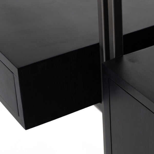 Trey Modular Wall Desk W/ 1 Bookcase - Black Wash Poplar