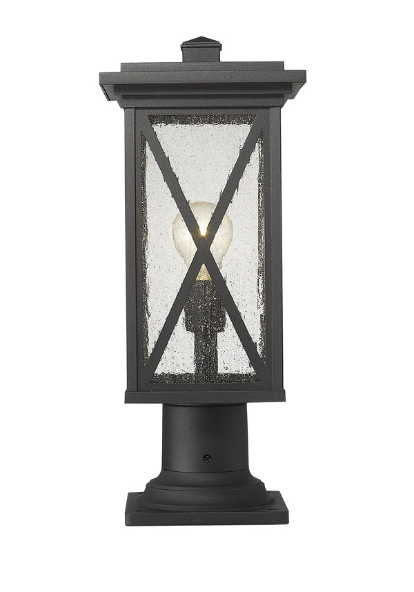 Brookside 1 Light Outdoor Pier Mounted Fixture in Black Finish