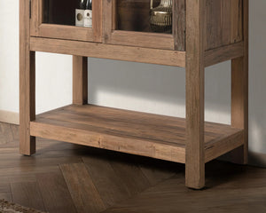 Kharga Reclaimed Wood Tall Cabinet with Glass Doors