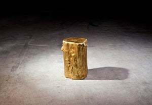 Log Stool, Gold Finish 