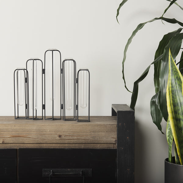 Mila 13.4L x 2.5W x 11.0H Metal and Glass Decorative Accent