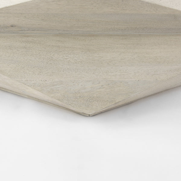 Arreto Natural Solid Wood Hexagonal Storage Coffee Table