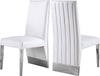 Stanley Dining Chair In White Faux Leather and Chrome