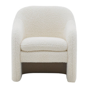 Zella Faux Shearling Fabric Accent Arm Chair In Shearling Beige