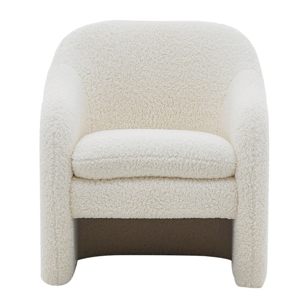 Zella Faux Shearling Fabric Accent Arm Chair In Shearling Beige