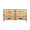 SIX DRAWER CHEST WITH RATTAN WRAPPED HANDLES IN BURL WOOD