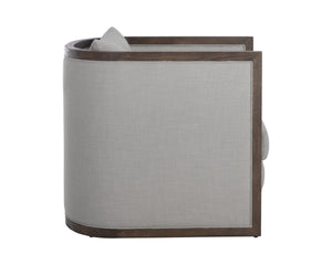 CHLOE LOUNGE CHAIR - DISTRESSED BROWN - LINOSO LIGHT GREY