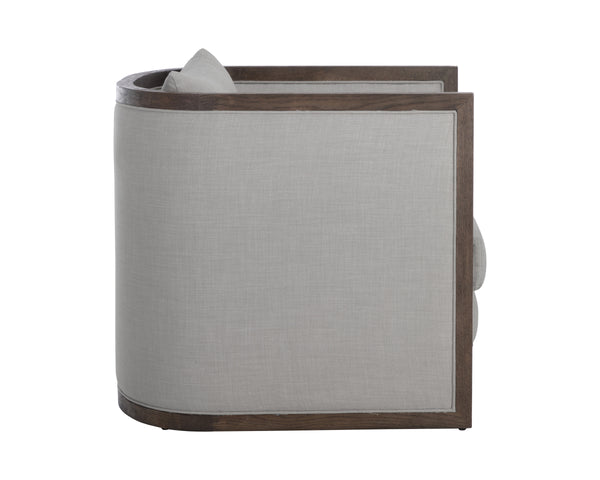 CHLOE LOUNGE CHAIR - DISTRESSED BROWN - LINOSO LIGHT GREY