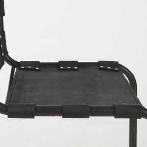 Berbick 33" Total Height Black Leather w/ Iron Frame Dining Chair