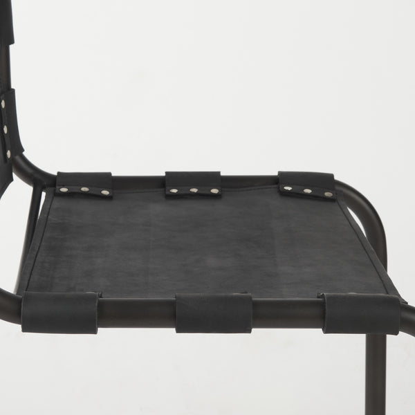 Berbick 33" Total Height Black Leather w/ Iron Frame Dining Chair