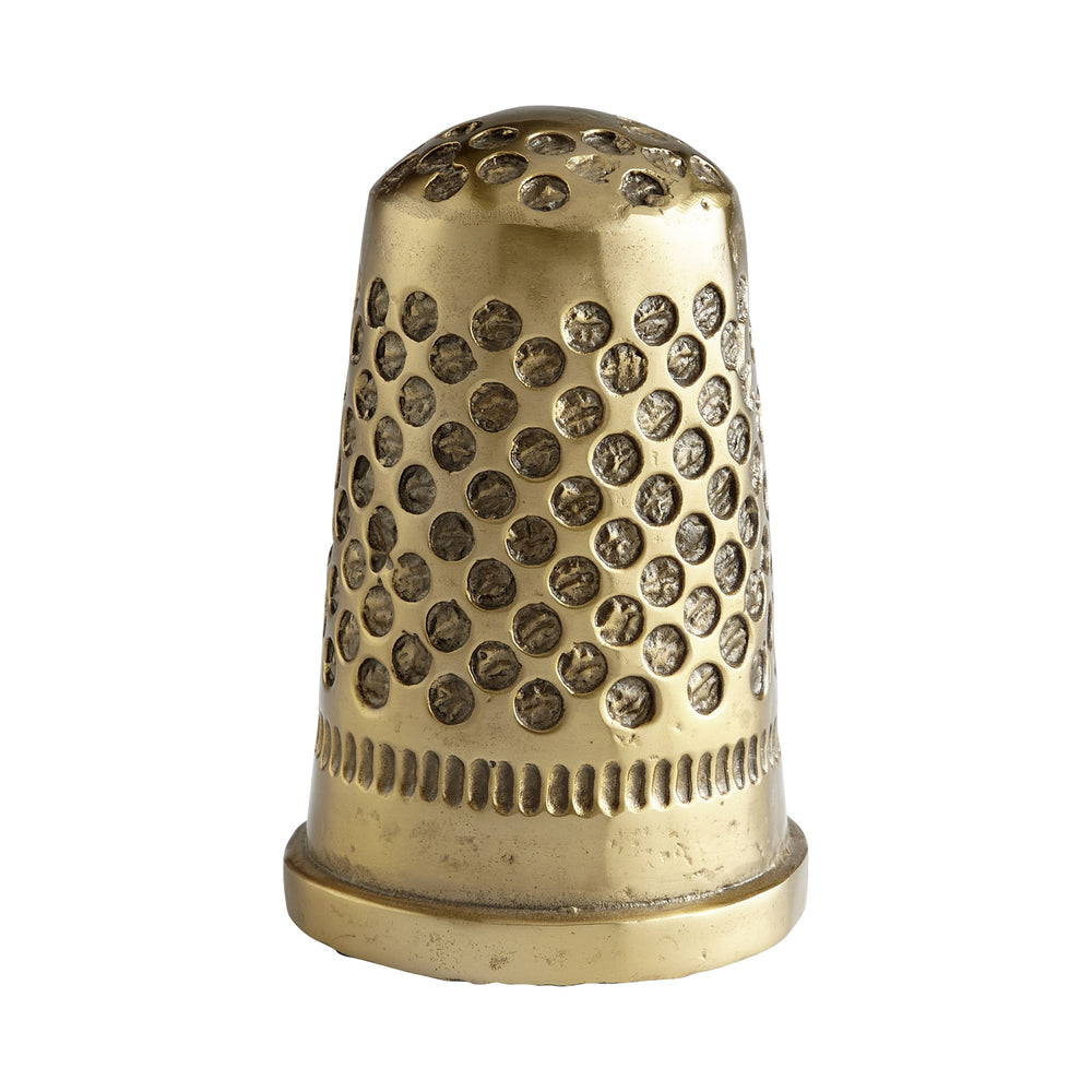 Sewing Thimble Token in Aged Brass