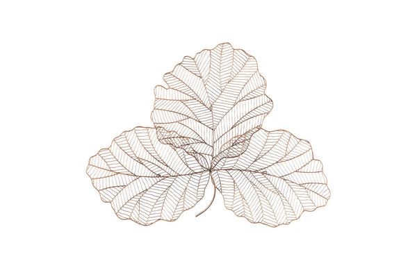 Tri Leaf Wall Art, Smallall, Metal, Copper/Black