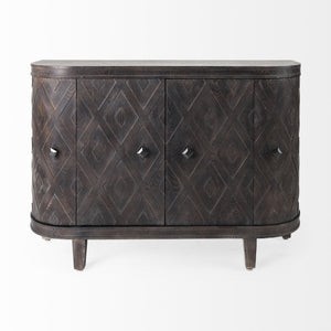 Lennon 47.2L x 15.0W x 33.1H Dark Brown Fir Veneer 4 Door Demilune Cabinet