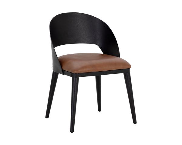 DEZIRAE DINING CHAIR - BLACK - COGNAC LEATHER