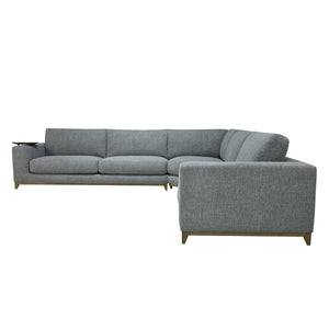 Donovan Upholstered Sectional with Side Table - Gray