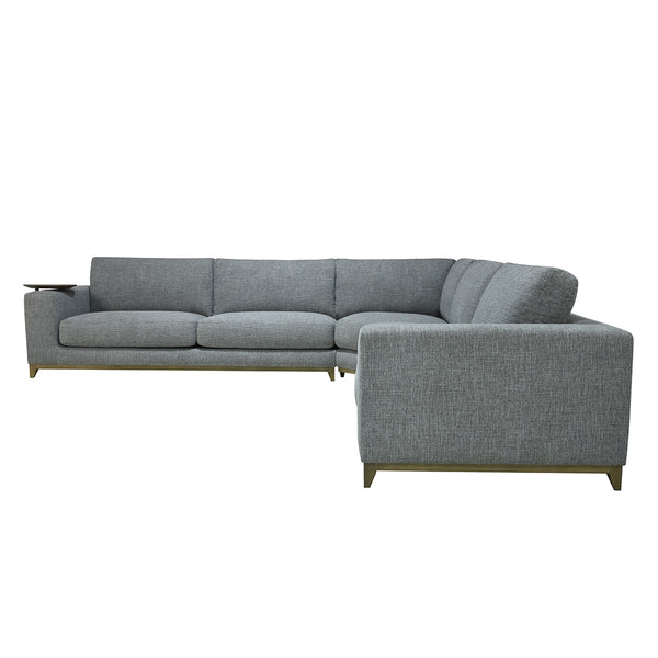 Donovan Upholstered Sectional with Side Table - Gray