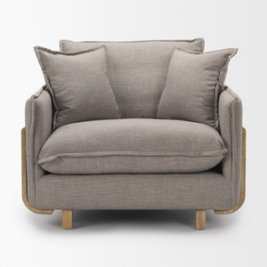 Roy II Flint Gray Upholstered and Brown Wood Frame Arm Chair