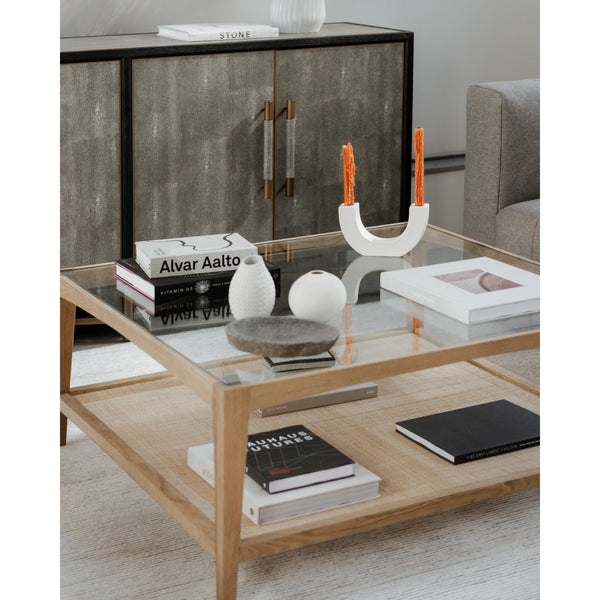 Moe's Harrington Natural Coffee Table with Cane Shelf
