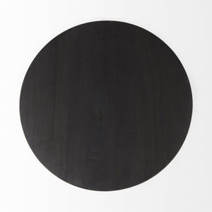 Maxwell 20" Round Dark Brown Wood w/ Black Metal Pedestal Side Table