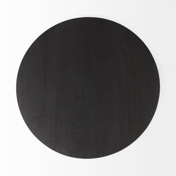 Maxwell 20" Round Dark Brown Wood w/ Black Metal Pedestal Side Table