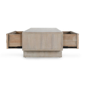 Anton Solid Wood Rectangle Coffee Table with Storage