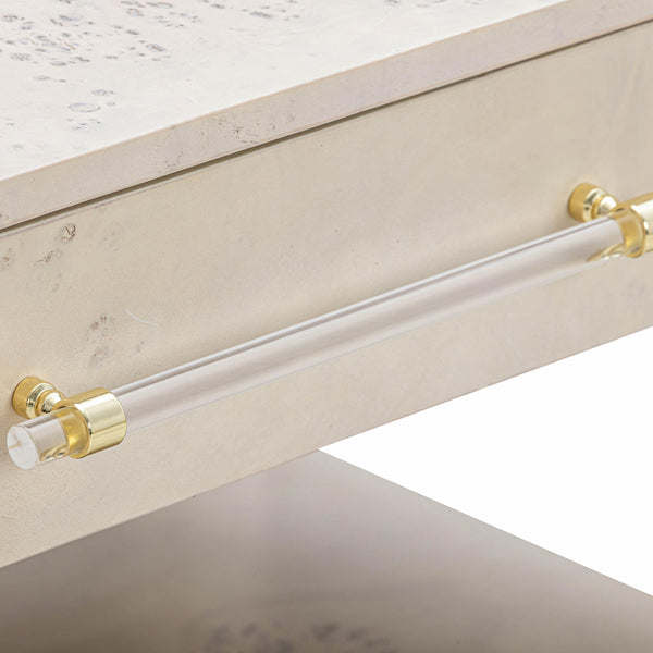 Brandyss White Burl Nightstand