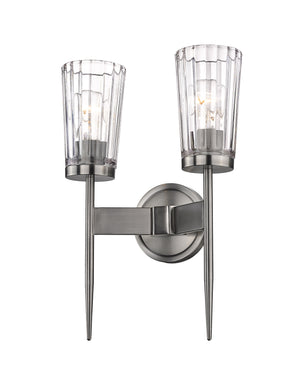 Flair 2 Light Wall Sconce in Antique Nickel Finish