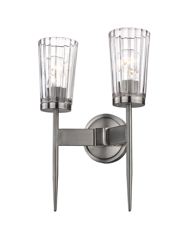 Flair 2 Light Wall Sconce in Antique Nickel Finish