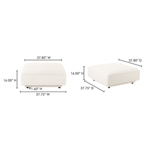 Rosello Ottoman in White with Textured Fabric