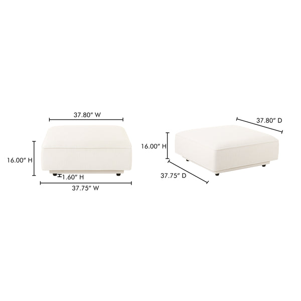 Rosello Ottoman in White with Textured Fabric