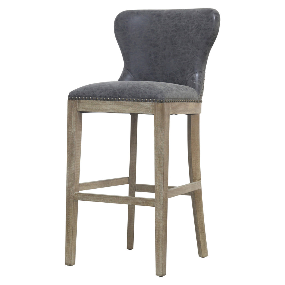 Dorsey Bar Stool Drift Wood Legs In Nubuck Charcoal