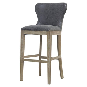 Dorsey Bar Stool Drift Wood Legs In Nubuck Charcoal