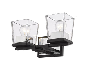 Bleeker Street 2 Light Vanity in Matte Black + Chrome Finish