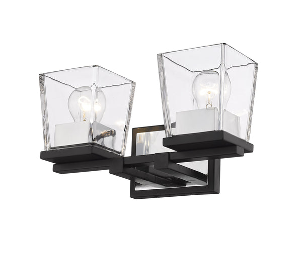 Bleeker Street 2 Light Vanity in Matte Black + Chrome Finish