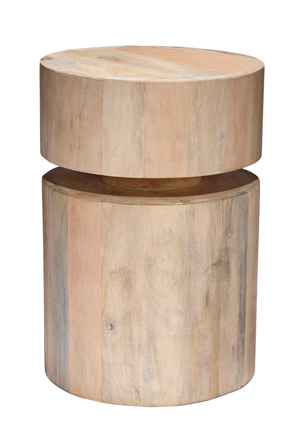  Dylan Wood Round Side Table, White Wash