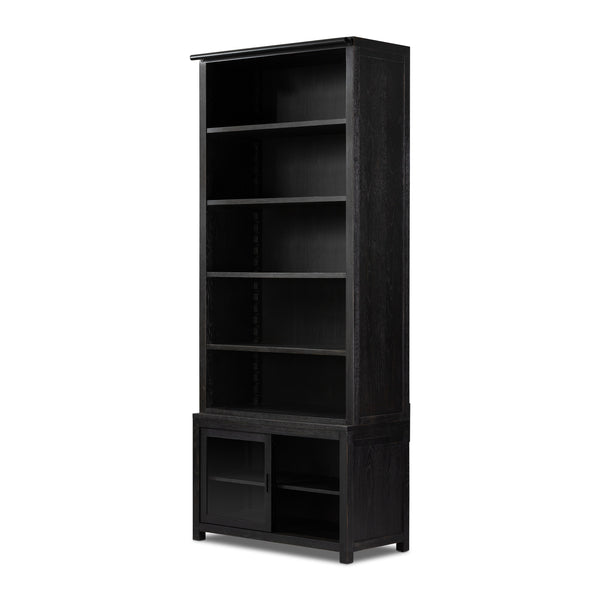 Admont Bookcase In Worn Black Veneer