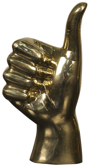 Thumbs Up Metal Alloy Figurine in Antique Brass Finish
