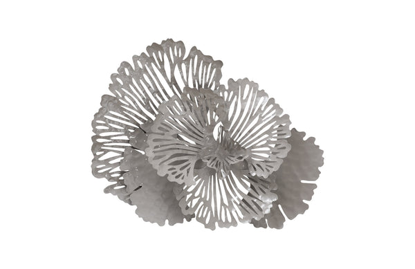 Flower Wall Art, Smallall, Gray, Metal