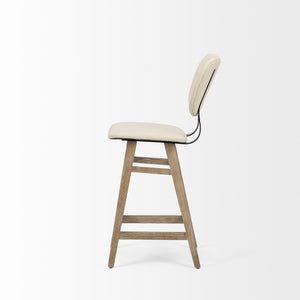 Haden 26.5" Seat Height Cream Upholstered Seat Brown Wood Frame Stool