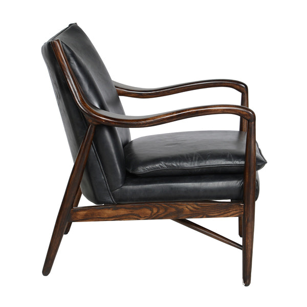 Kiannah Leather Club Chair in Jet Black