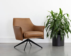 CROSBY SWIVEL LOUNGE CHAIR - MISSOURI COGNAC LEATHER