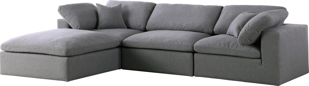 Carmen Cloud Modular Sectional In Grey Linen Fabric