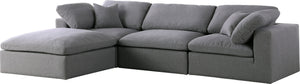 Carmen Cloud Modular Sectional In Grey Linen Fabric