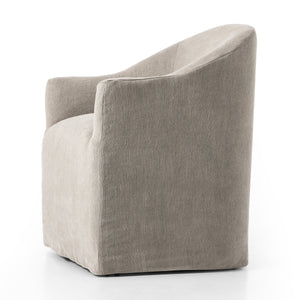 Cove Dining Chair With Casters - Heather Twill Stone