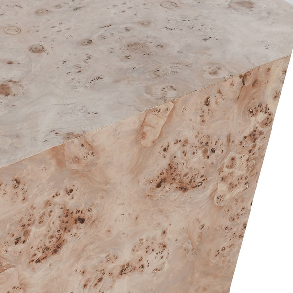 Avena Burl Wood Coffee Table with Faceted Design