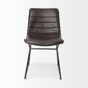 Thornton I Dark Brown Faux-Leather Seat Black Iron Frame Dining Chair